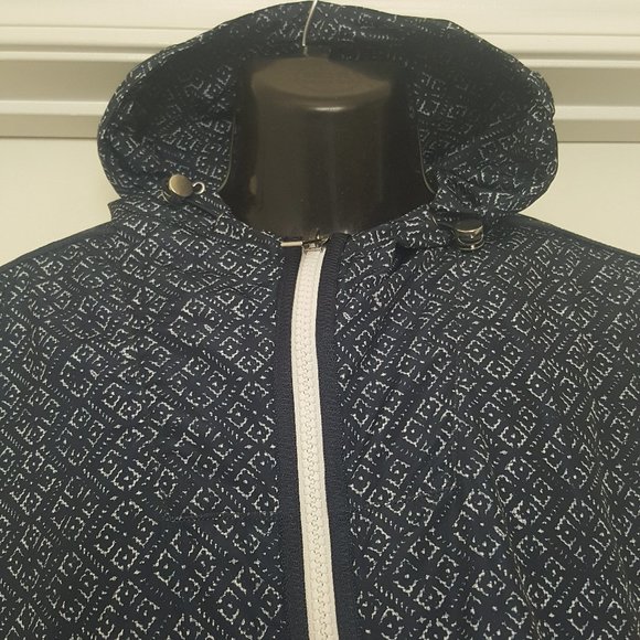 Women's Michael Kors Navy Blue Full Zip Rain Jacket Lined Size L - Picture 4 of 15